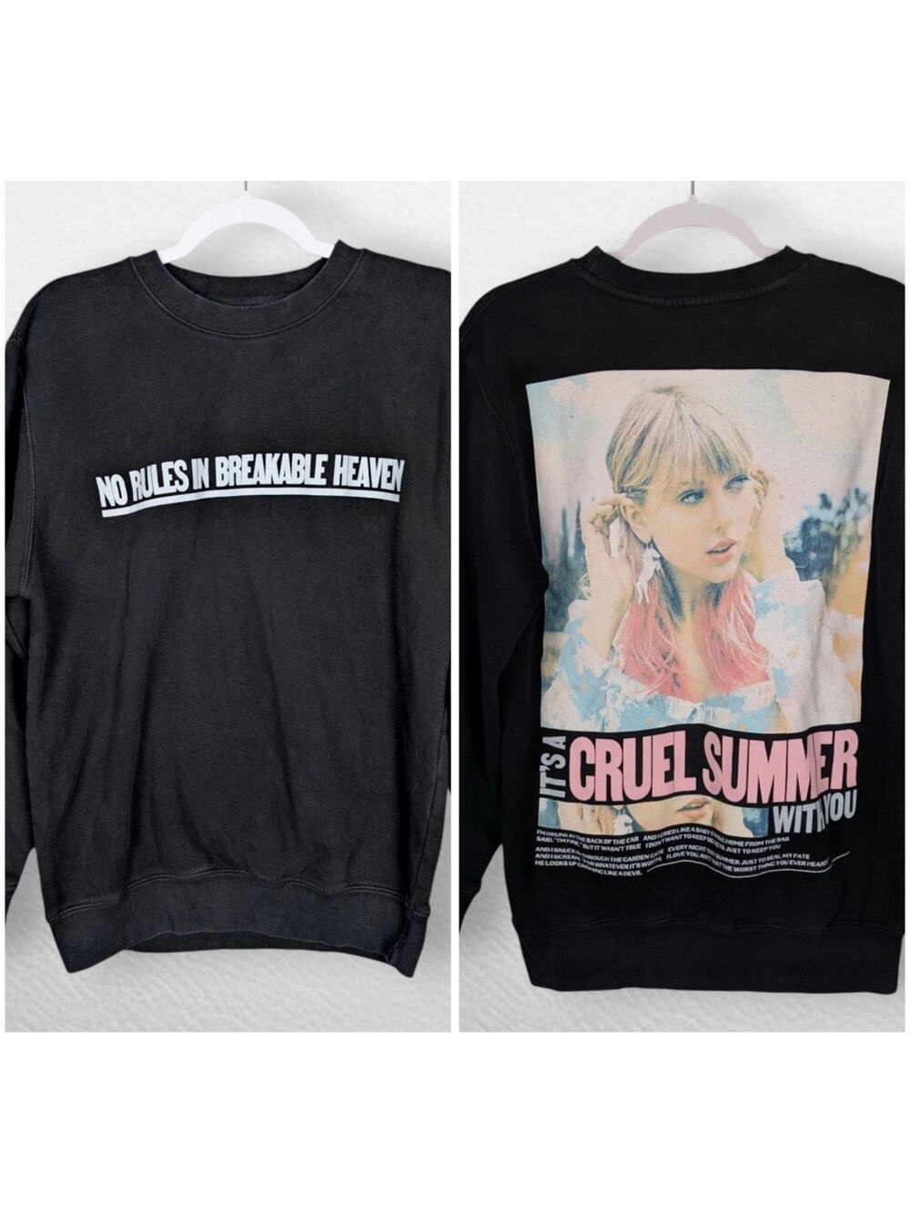 Taylor Swift Sweatshirt It's A Cruel Summer With You Crewneck Black Size Small